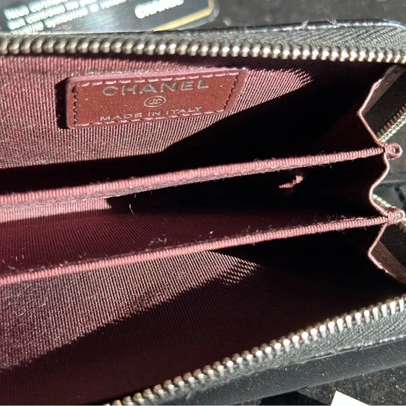 Authentic Chanel Zippy Coin Purse Wallet Caviar SHW Zipped Card Holder Wallet CC - Picture 8 of 11